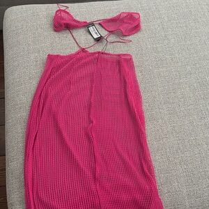 Hot Pink Two-Piece Beach Cover-Up Set